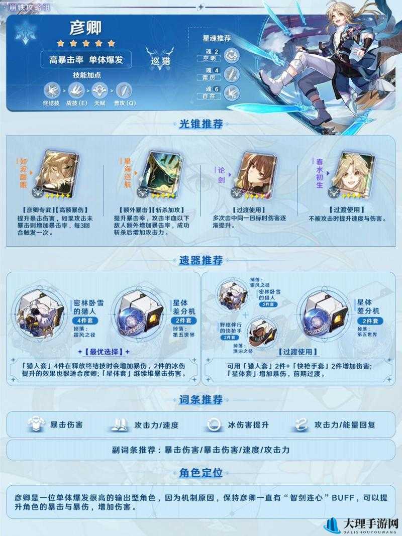 《崩坏：星穹铁道》彦卿技能天赋与星魂消耗材料全览