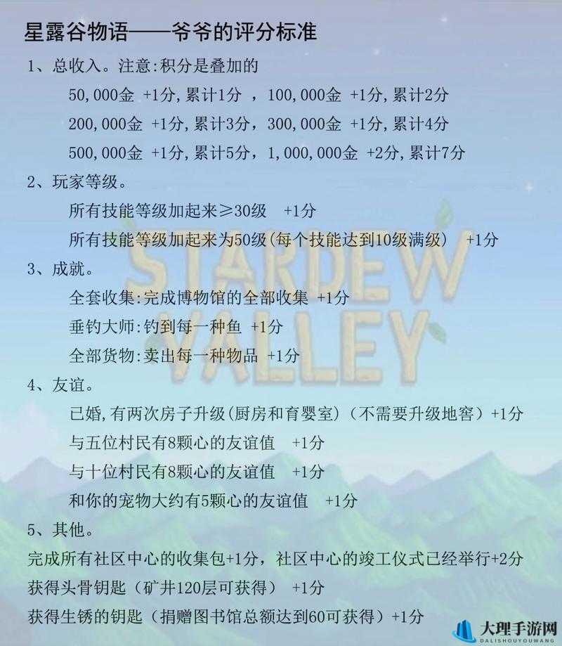 《星露谷物语》爷爷的完美生活评分标准揭秘：生活智慧览无余